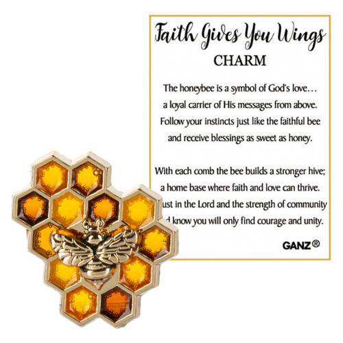 Faith Gives You Wings Honeycomb Charm and message card