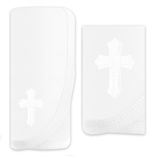 White Baby Blanket with Cross