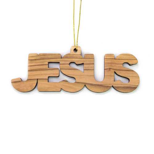 Jesus Olive Wood Christmas Ornament