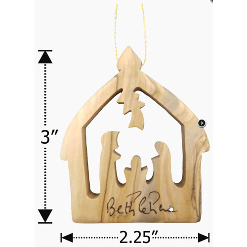 Measurements of the Olive Wood Nativity Christmas Ornament