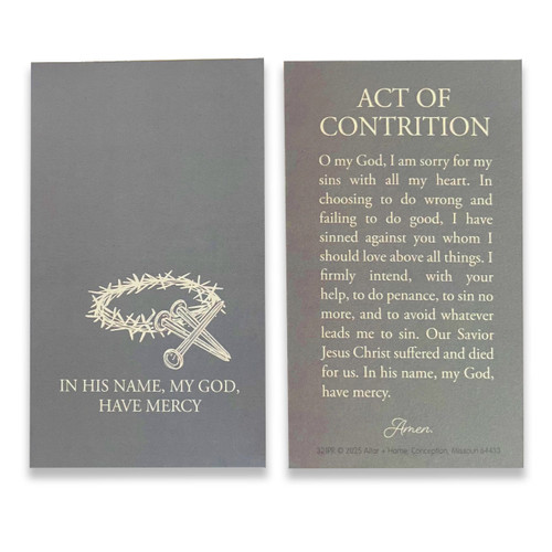 Act of Contrition Prayer Card