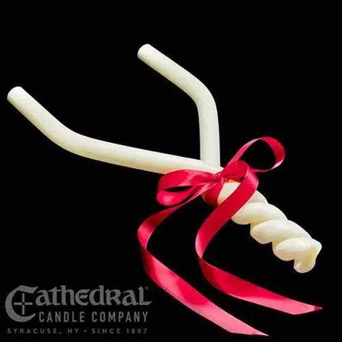 St. Blaise Candle | 51% Beeswax with Red Ribbon