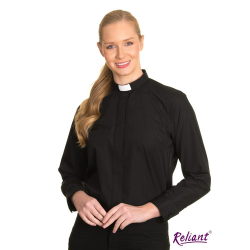 S8131 Women's LS Clergy Blouse from Reliant Black