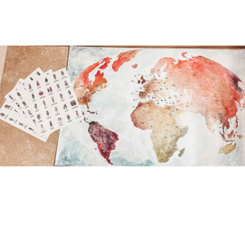 Detail of the world map and sticker sheets