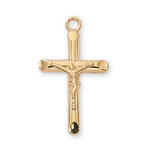 Gold Plated Rounded Crucifix and Chain