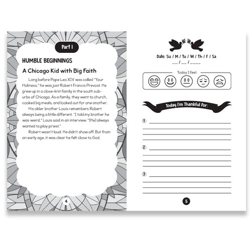 Biographical information inside the My First Pope & Prayer Journal