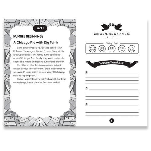 Biographical information inside the My First Pope & Prayer Journal