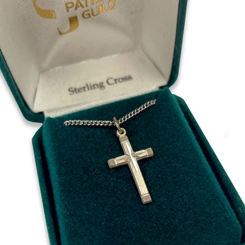 Christian Sterling Cross Necklace with 16-18" adjustable chain