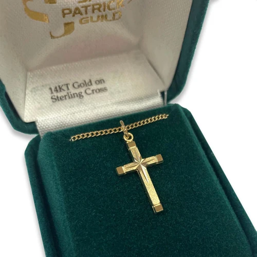 14kt Gold Plated Cross with Star Necklace in the gift box