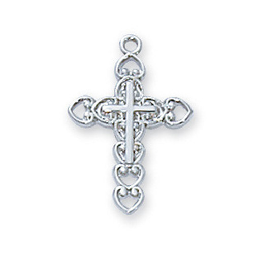 Detail of the 16IN Sterling Budded Cross Necklace
