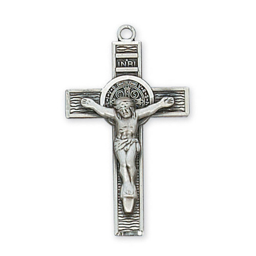 Detail photo of the 18IN Sterling St. Benedict Crucifix Necklace