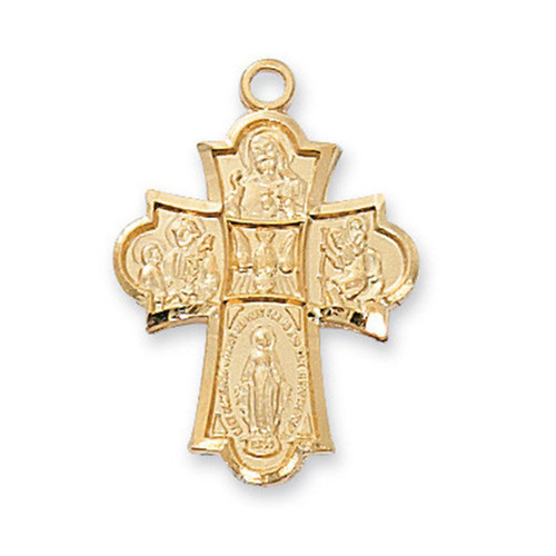 Detail photo of the 18IN Gold 4-Way Medal Necklace