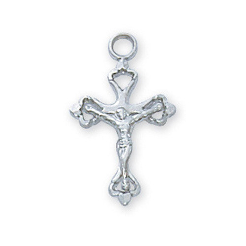 Detail photo of the 16IN Sterling Open Budded Crucifix Necklace