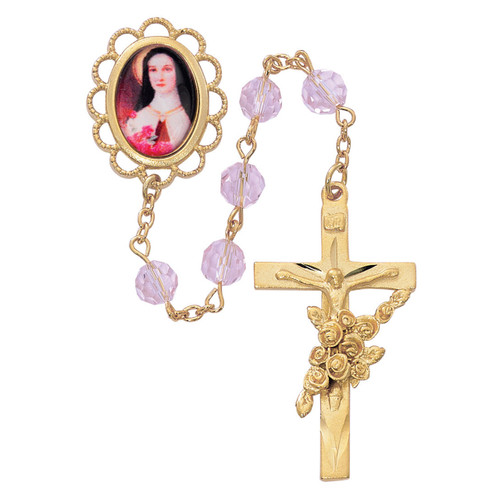 Detail photo of the Gold Rose St. Therese Rosary