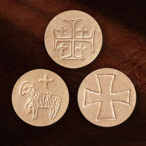 1-1/2" Wheat Host with Assorted Designs / Box pf 500