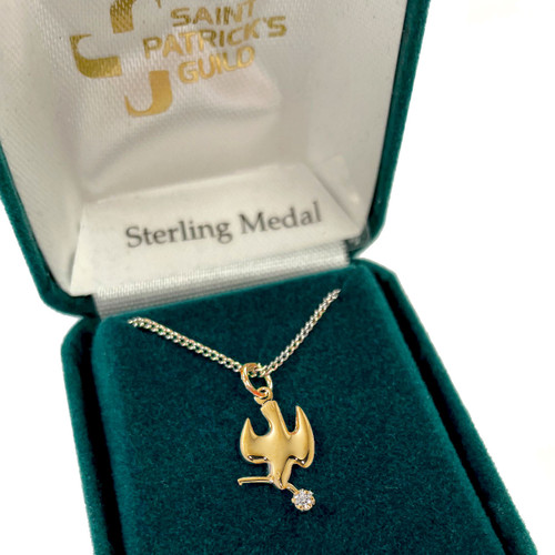 Adjustable Gold Dove with Flower Necklace shown in gift box