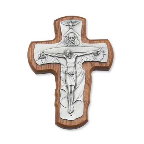 5-1/2IN Walnut Holy Trinity Wall Crucifix