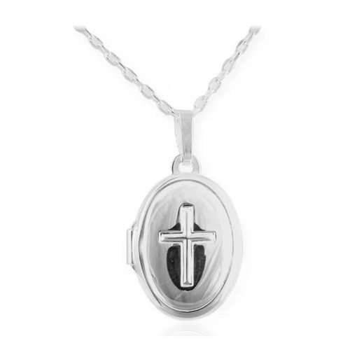 Sterling Cross Locket Pendant