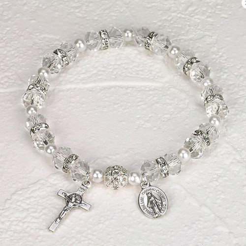 Clear Genuine Crystal Rosary Bracelet made in Italy