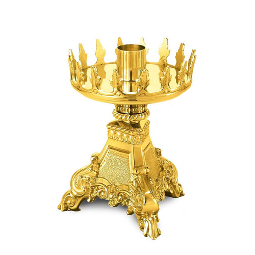 466S Candlestick w/Fleur De Lis Accents Brass