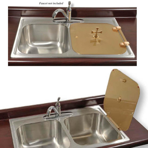 20SCM84-B Sacrarium | Double Rectangular Bowl | Hinged Cover