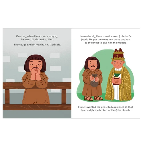Examples of inside pages in The Saint Who Loved Animals