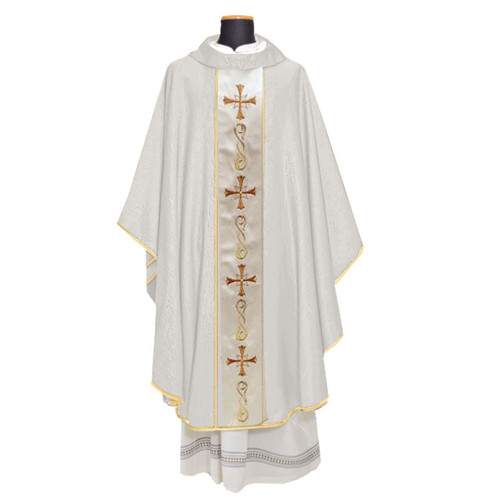 659 Chasuble in Lana Oro Barre White
