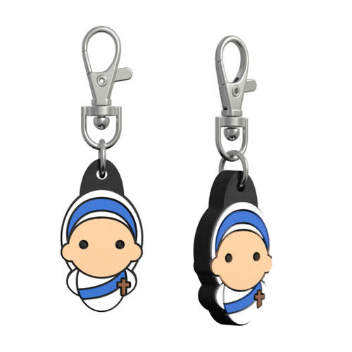 Front and side views of the St. Teresa of Calcutta Tiny Saints Charm