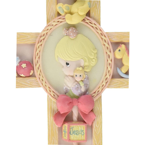 Girl's Precious Moments Baby Wall Cross detail