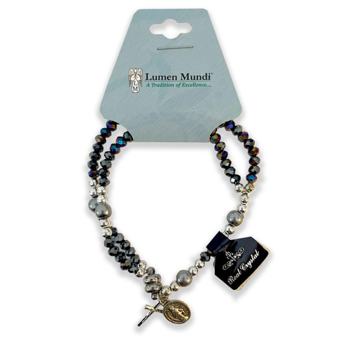 Black Crystal & Hematite Bracelet shown in packaging