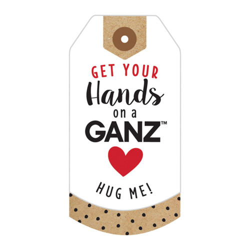 The tag that says, "Hug Me" for the Ganz Plush Jesus Doll