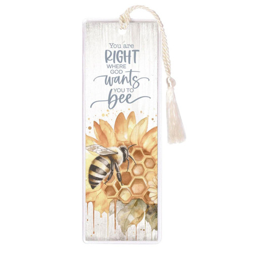 You Are Right Bookmark with artful lettering and a watercolor painting of a bee on a honeycomb sunflower
