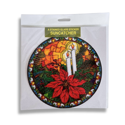 Poinsettia and Candle Christmas Suncatcher