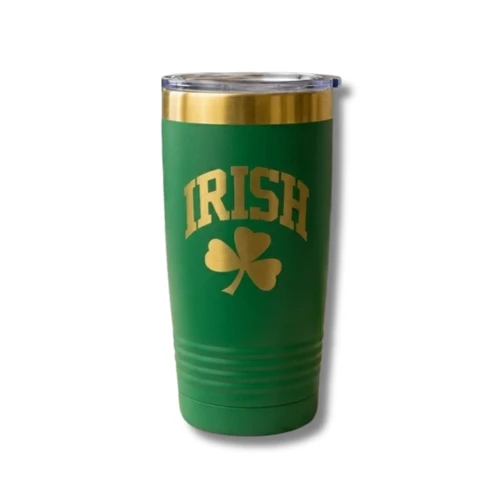 Green and Gold Irish Shamrock Tumbler