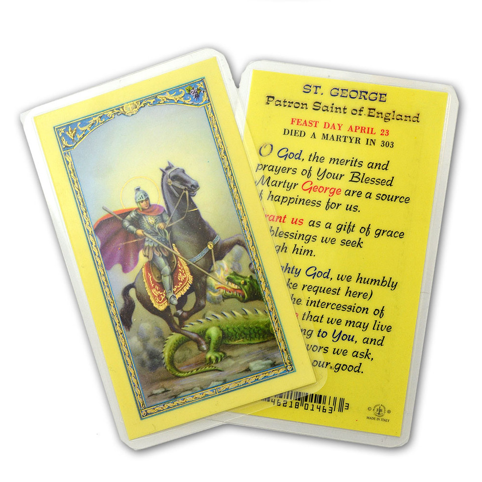 Prayer to St. George Laminated Holy Card | St. Patricks Guild