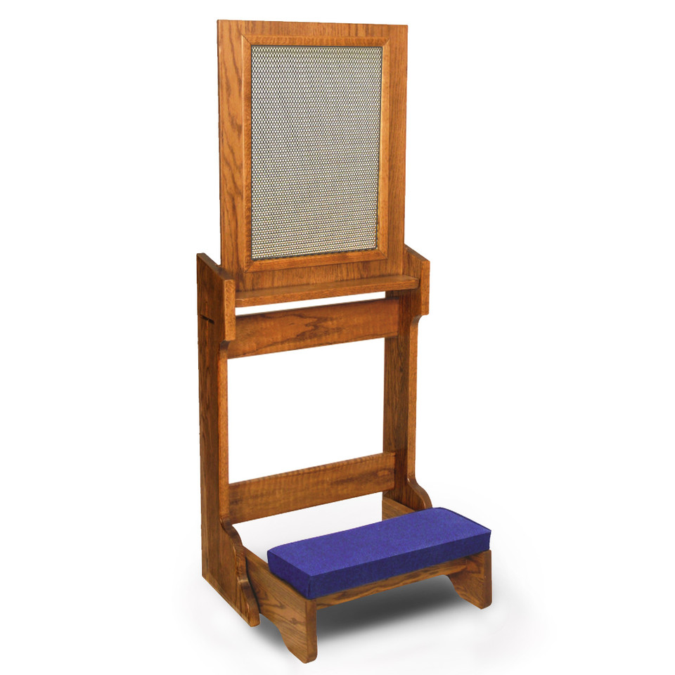 2455 Prie Dieu Confessional Kneeler w/ Aluminum Screen| St. Patricks Guild