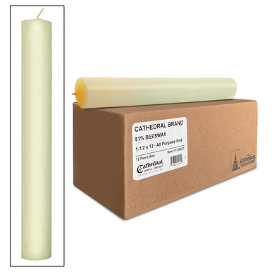 51% Beeswax Candles 1-1/2 x 5-1/2 PE, Scent and Dye Free Bleached  Candles, White Altar Candles for Catholic Mass