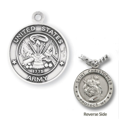 Army St. Christopher Medal Necklace on 24