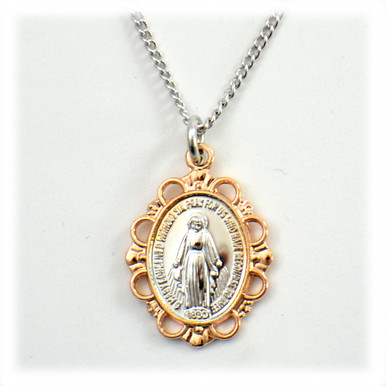 Rose Gold Miraculous Medal Pendant 18IN Chain | St. Patrick's Guild