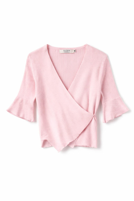 LIGHT PINK RIBBED TOP WITH BELL SLEEVES