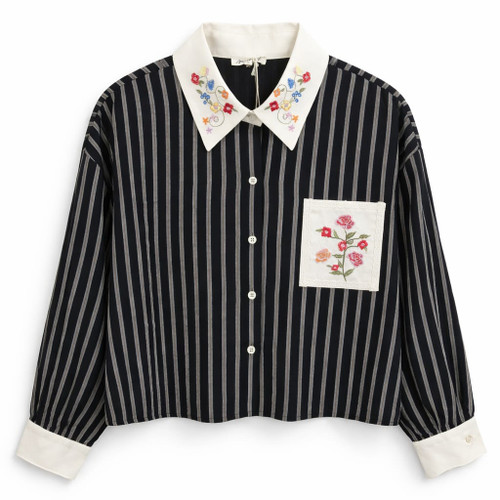 BLACK BLOUSE WITH EMBROIDERY