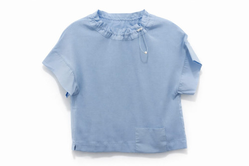 LIGHT BLUE TOP WITH GATHERED NECK