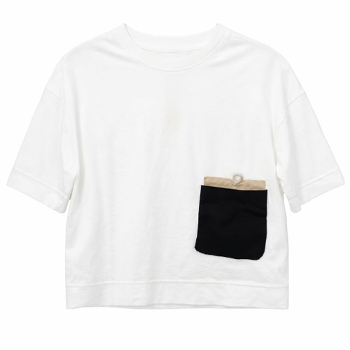 IVORY T-SHRIT WITH DESIGN POCKET