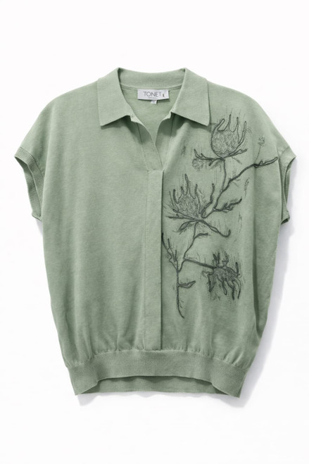 MINT PULLOVER WITH EMBROIDERY