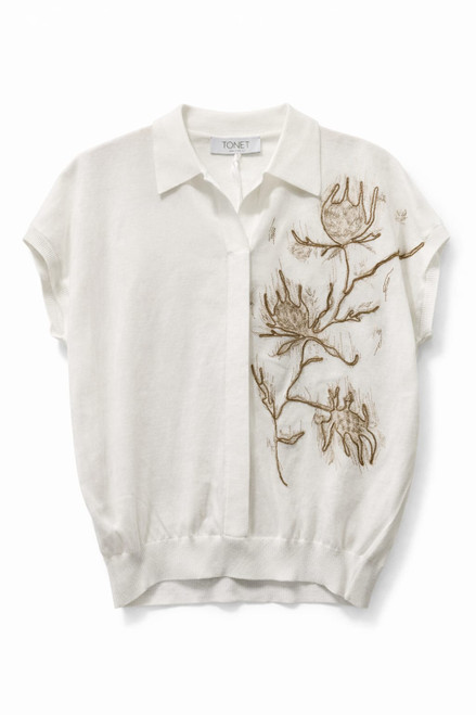 IVORY PULLOVER WITH EMBROIDERY