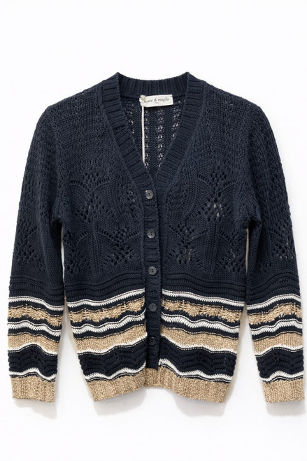 BLACK KNIT CARDI GOLD DESIGN