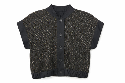 BROWN SEQUIN VEST BLACK TRIM