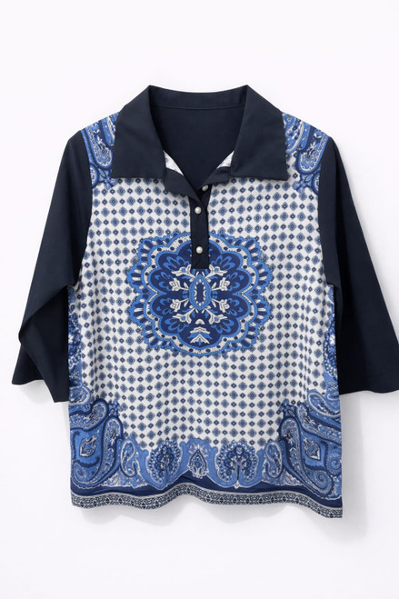 NAVY PRINT BLOUSE