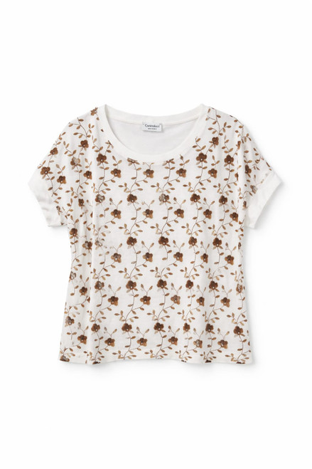 WHIT TOP BROWN EMBROIDERY