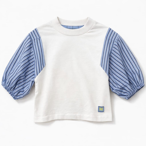 WHITE WOVEN STRIPE T-SHIRT